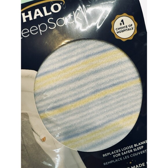 Halo SleepSack Micro-fleece Multi Stripe Blue Yellow Back Is Best Large New Safe - Picture 4 of 4
